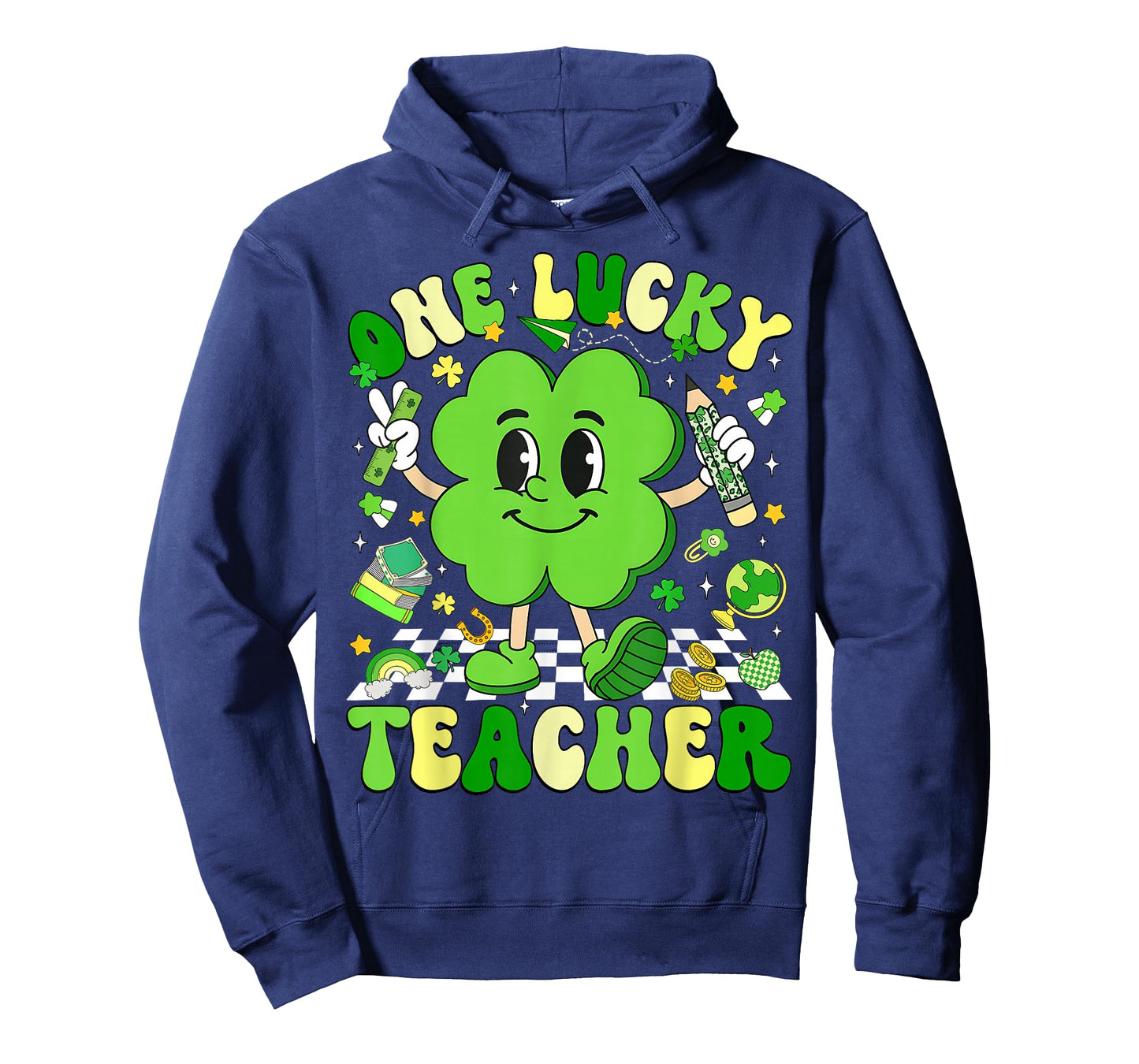 Groovy Shamrock One Lucky Teacher St Patricks Day Women Men T-Shirt