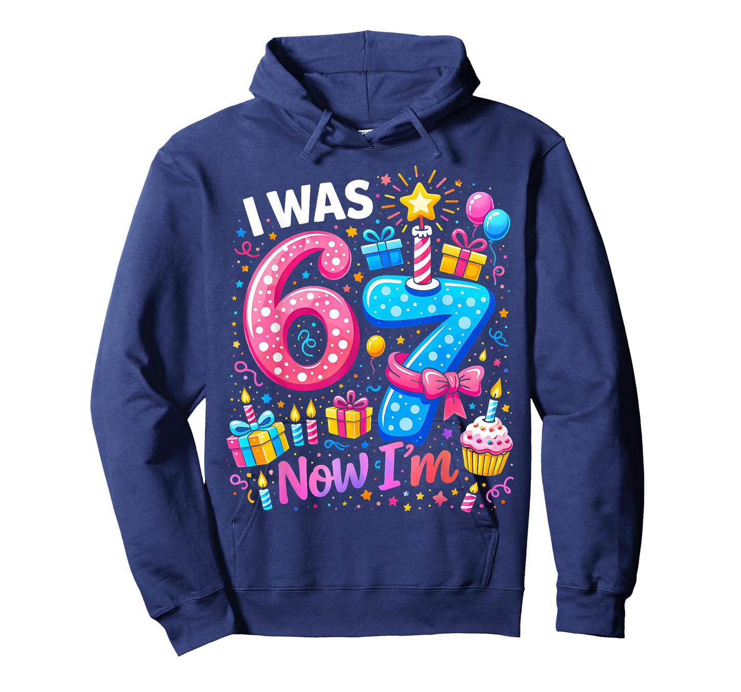 7th Birthday Girl I was 6 Now I'm 7 Years Old Girls Birthday T-Shirt