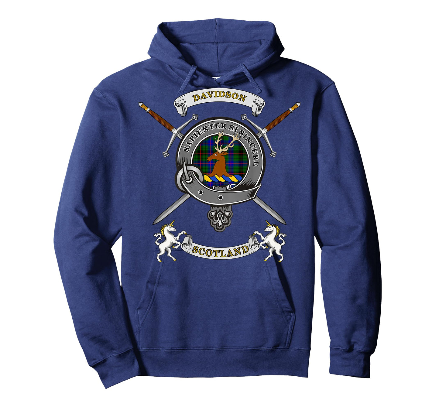 Davidson Scottish Clan Badge Tartan & Swords (Back) T-Shirt