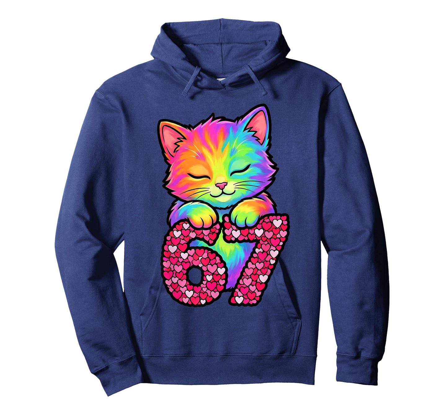Cute 67 Funny Cat Six Seven Meme Kids Valentines Day Kitty T-Shirt