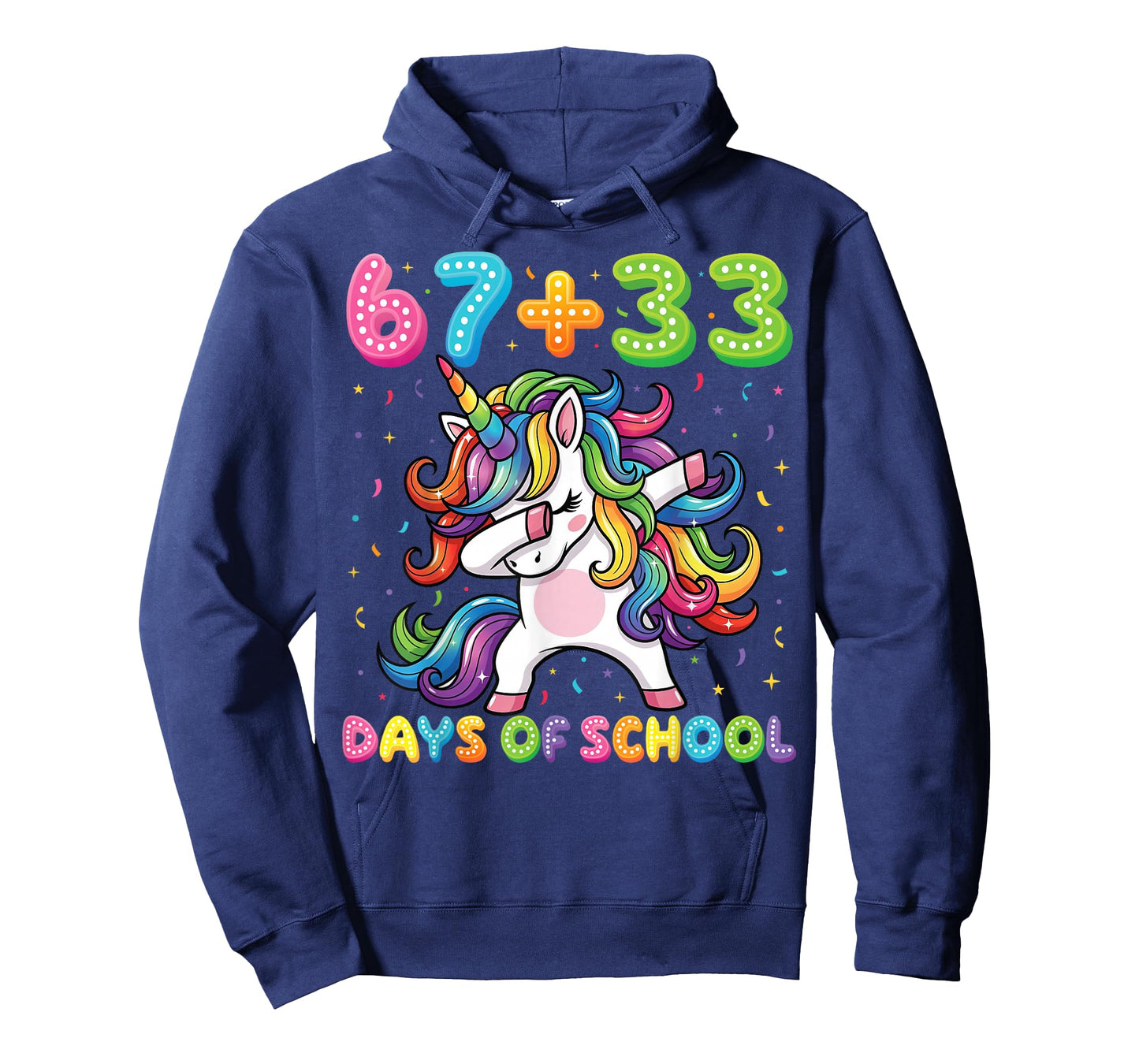 67+33 Days of School Unicorn Funny 6 7 Six Seven Girls Kids T-Shirt