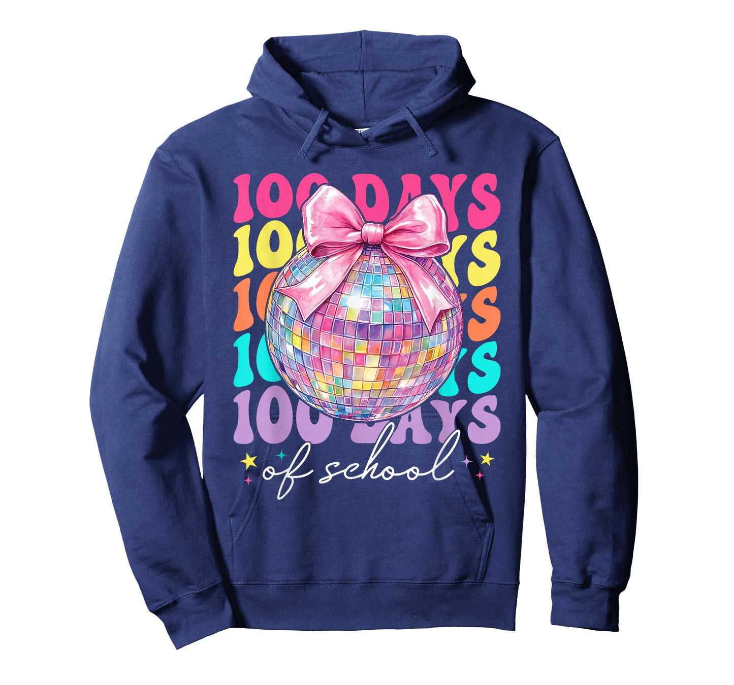 Retro 100 Days of School Coquette Bow Disco Ball Girls Women T-Shirt