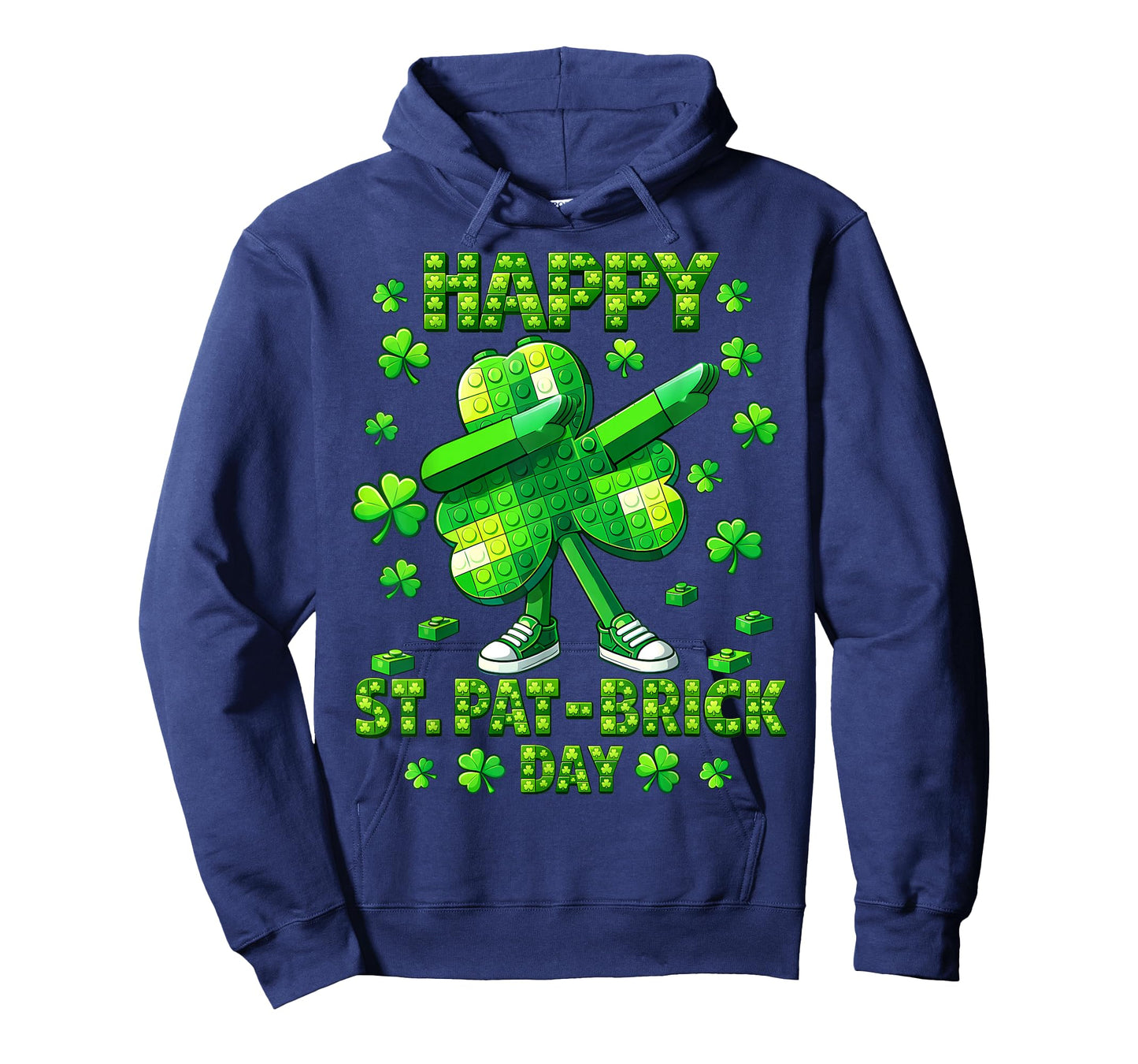 Kids St Patricks Day Dabbing Shamrock Building Blocks Bricks T-Shirt