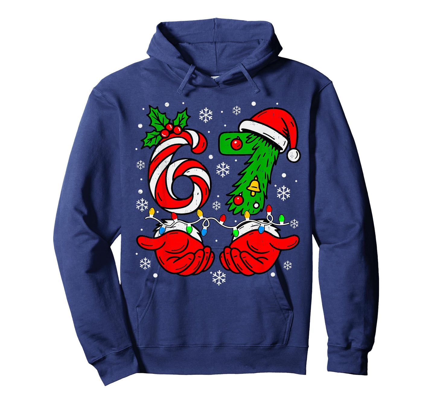 Christmas 67 Candy Cane Six Seven Meme Lights Santa Hat Xmas T-Shirt