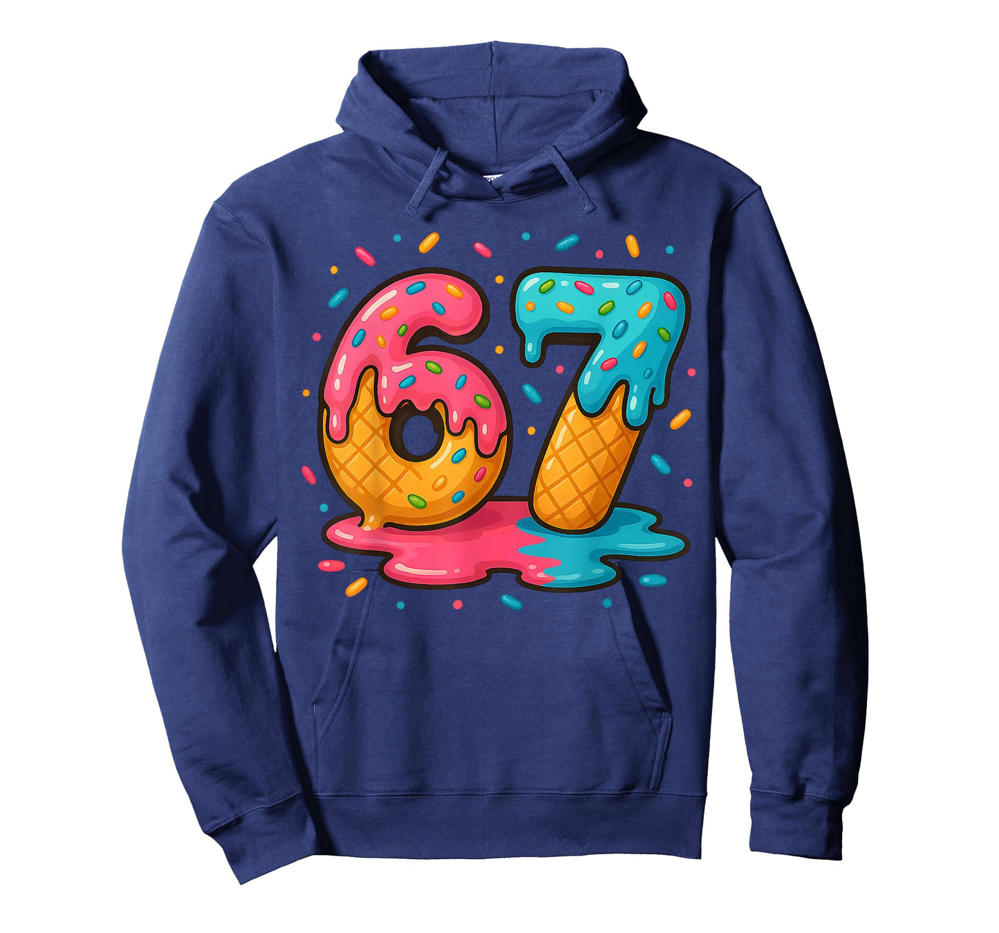Six Seven Ice Cream Drip Cool Meme 67 Funny Number T-Shirt