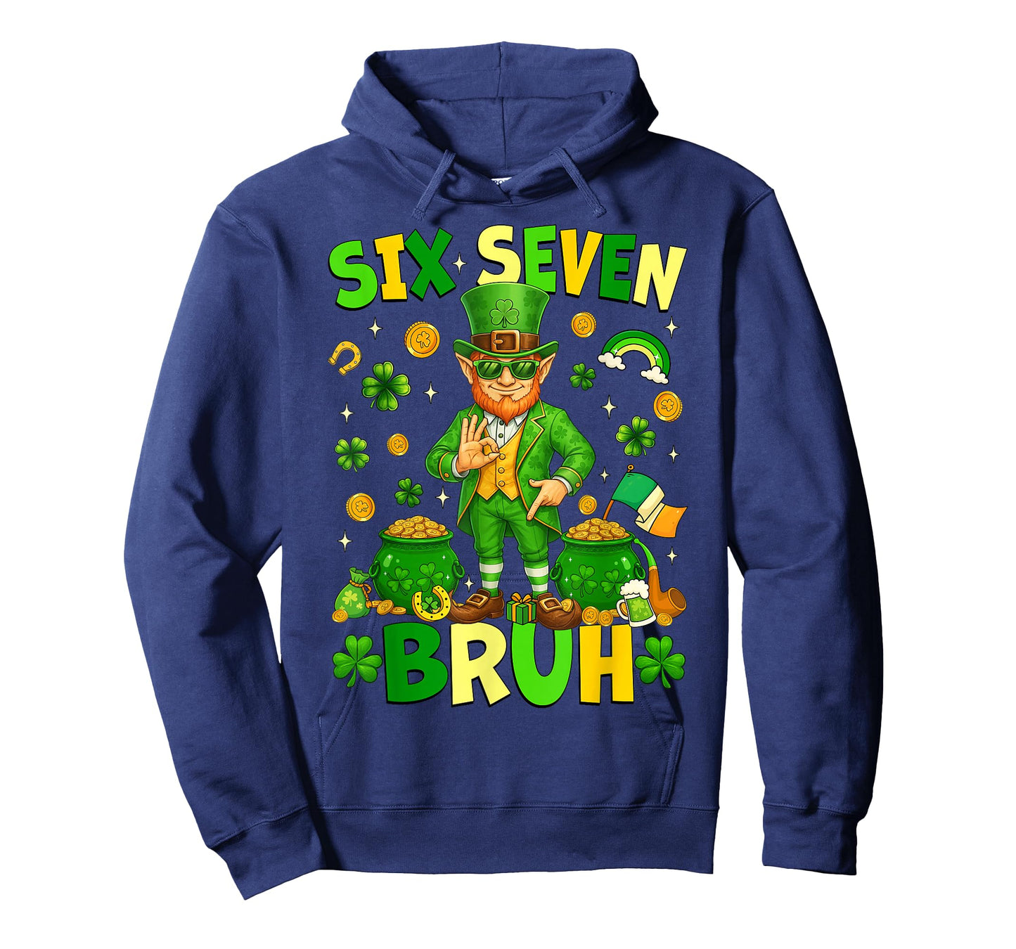 Six Seven Bruh Funny Leprechaun 6 7 St. Patrick's Day Clover T-Shirt