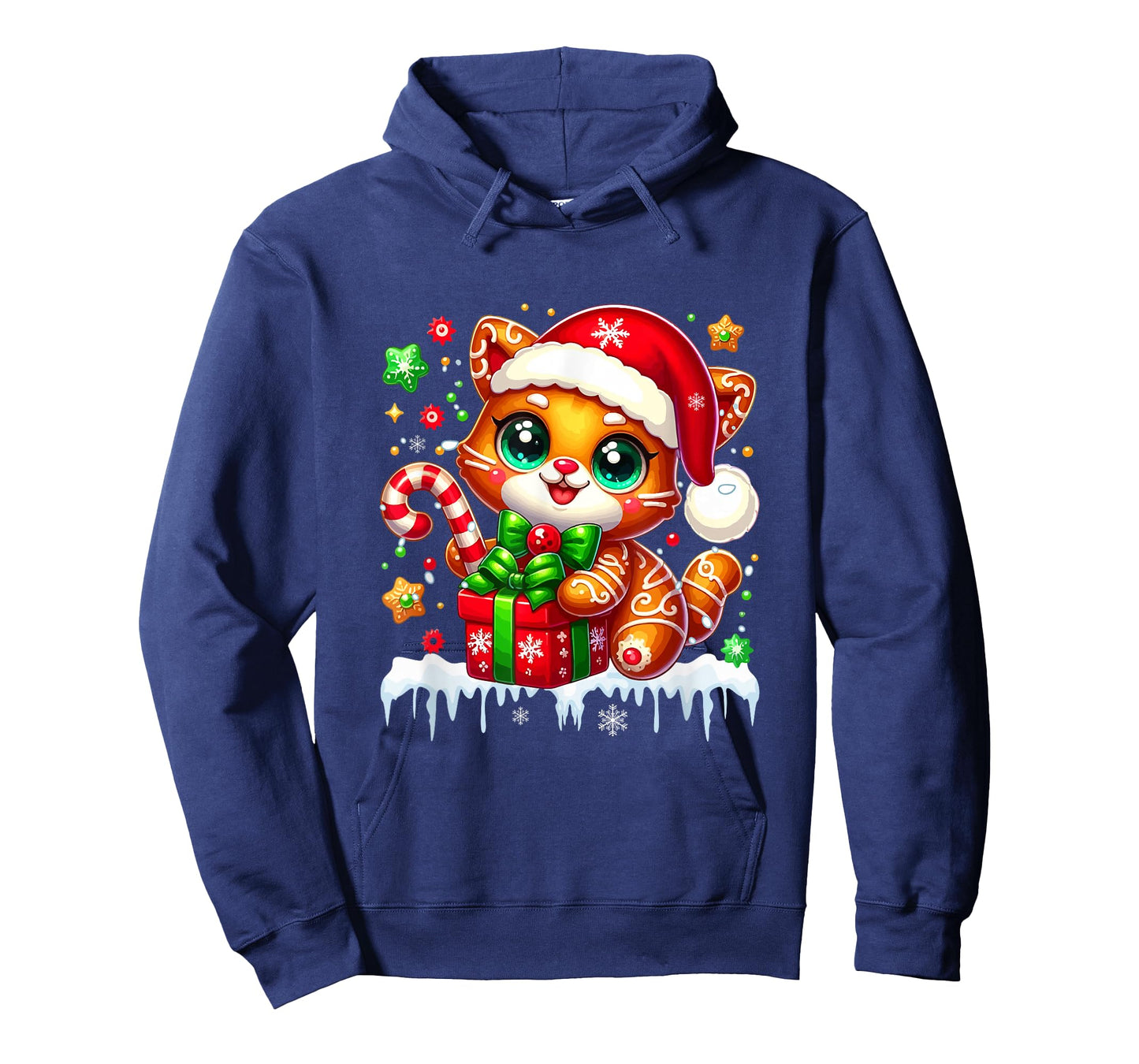 Santa Gingerbread Cat Christmas Box Colorful Baker Baking T-Shirt