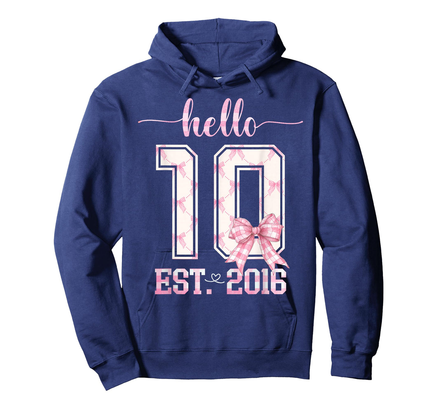 Hello 10 Est 2016 10th Birthday Girl Cute Pink Coquette Bow T-Shirt