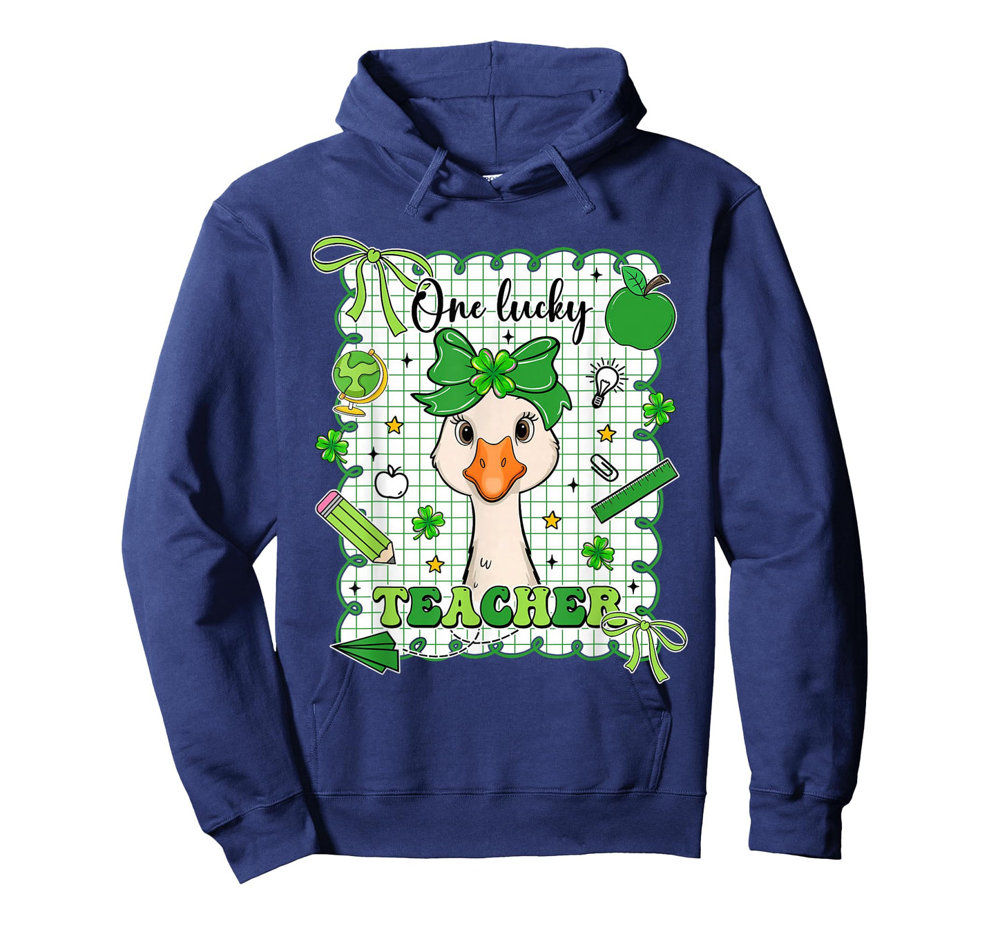 Goose One Lucky Teacher Coquette Bow St Patrick's Day T-Shirt