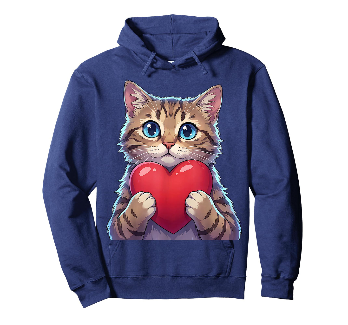 Cute Cat Holding Heart Sweet Love Valentine Illustration T-Shirt