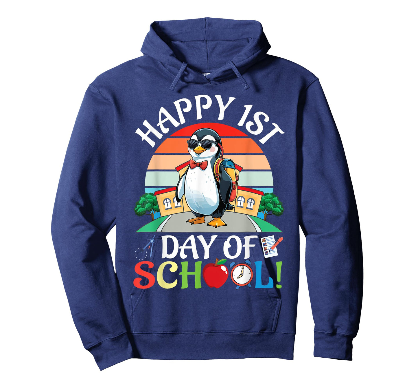 Penguin With School Backpack Books Happy First Day Of School T-Shirt