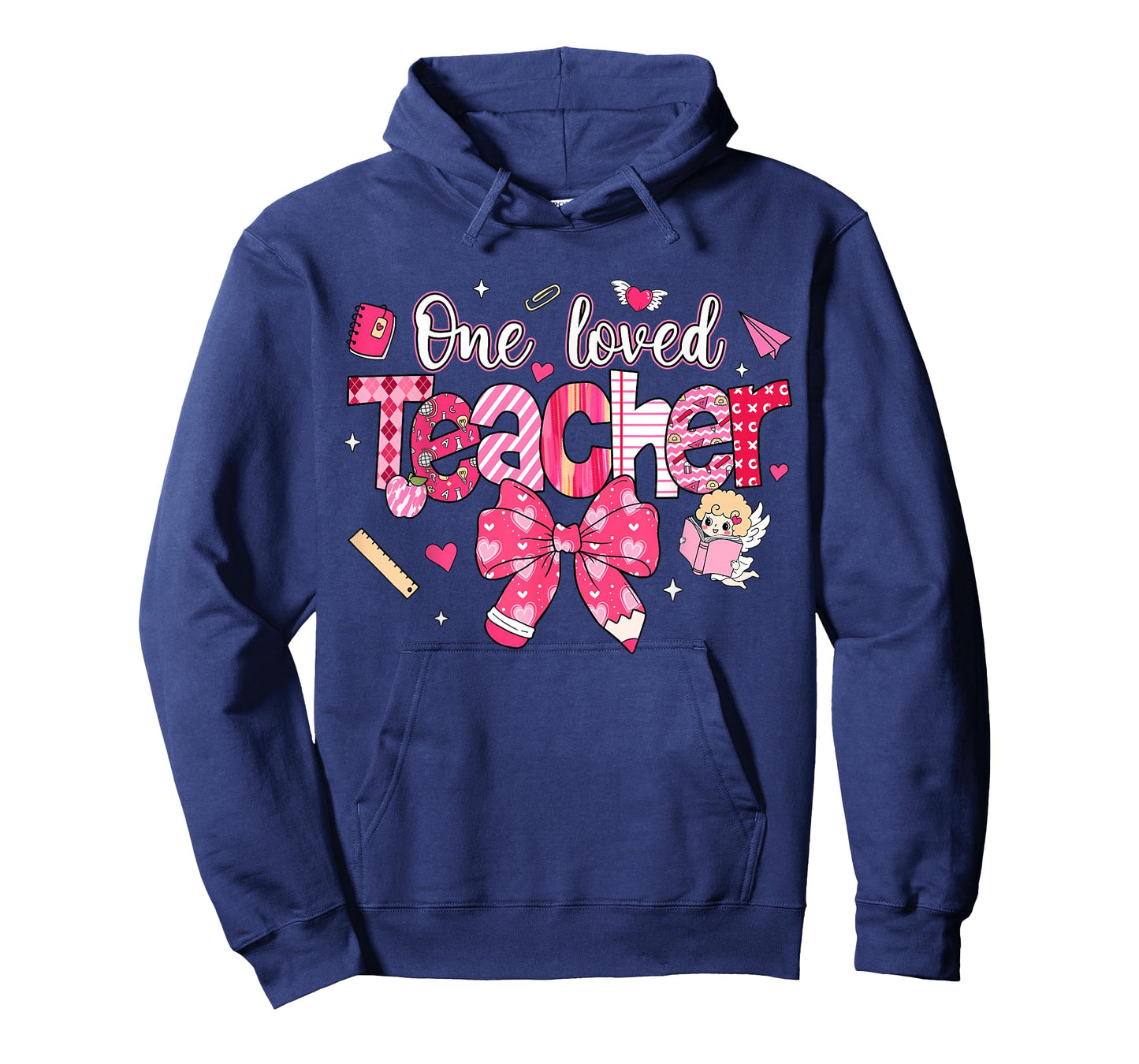 One Loved Teacher Coquette Bow Pencil Valentine Girl Women T-Shirt