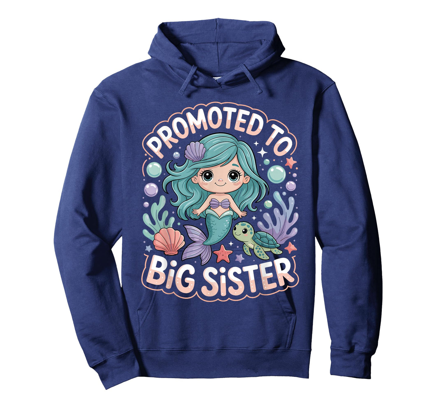 Promoted to Big Sister Cute Mermaid Ocean Pastel Theme Girls T-Shirt