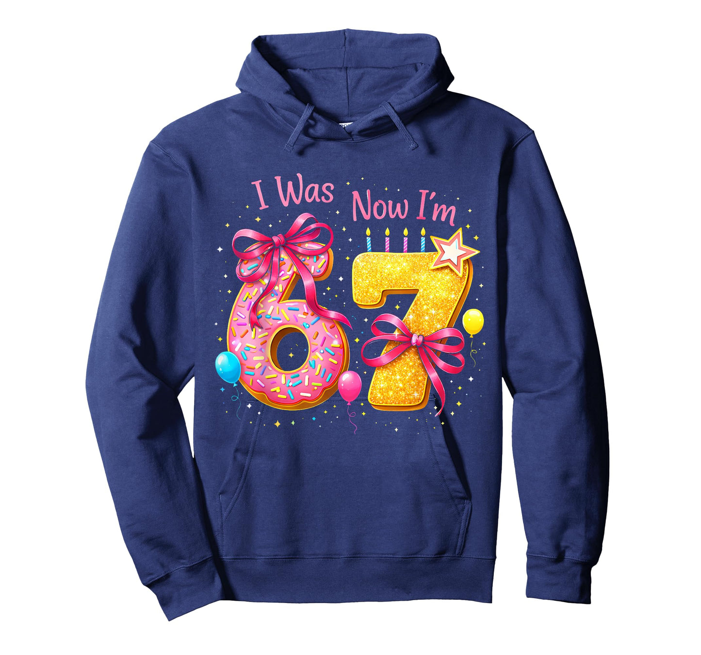 7th Birthday Girl I was 6 Now I'm 7 Years Old Girls Birthday T-Shirt