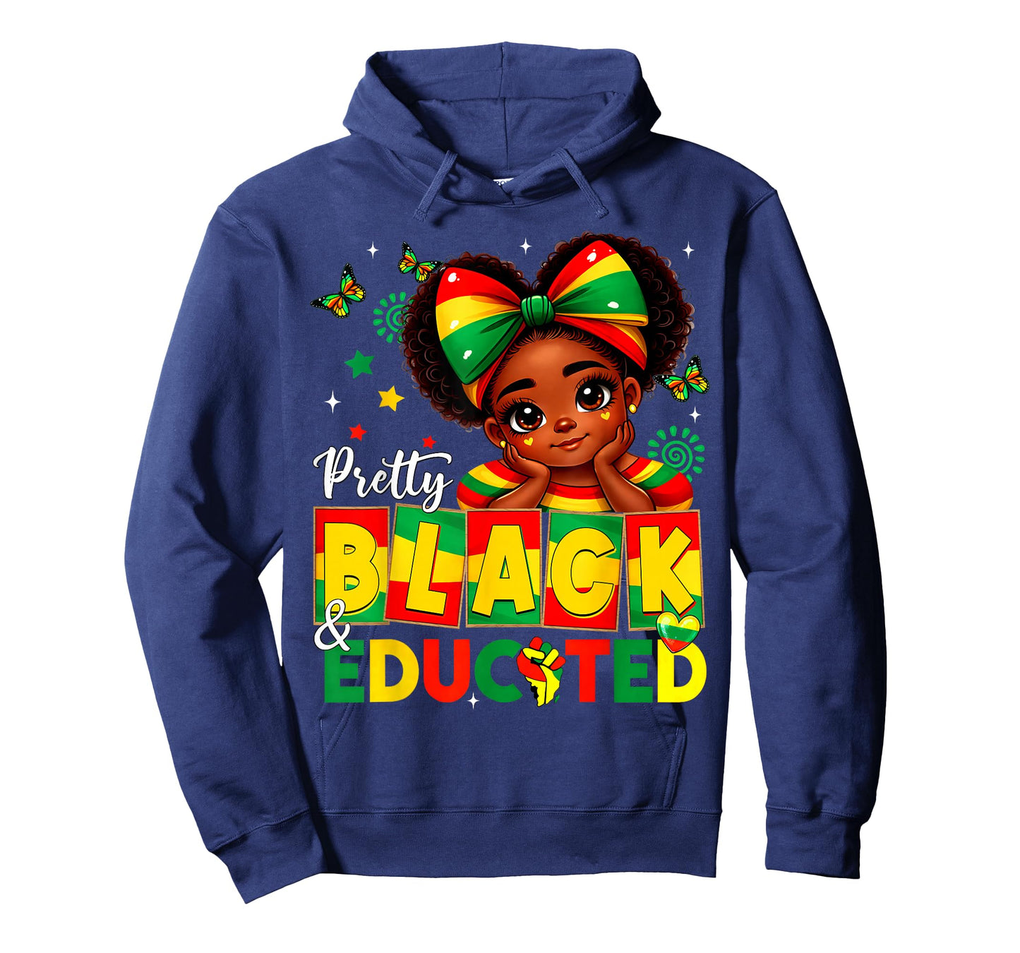 Pretty Black & Educated African American Black History Girls T-Shirt