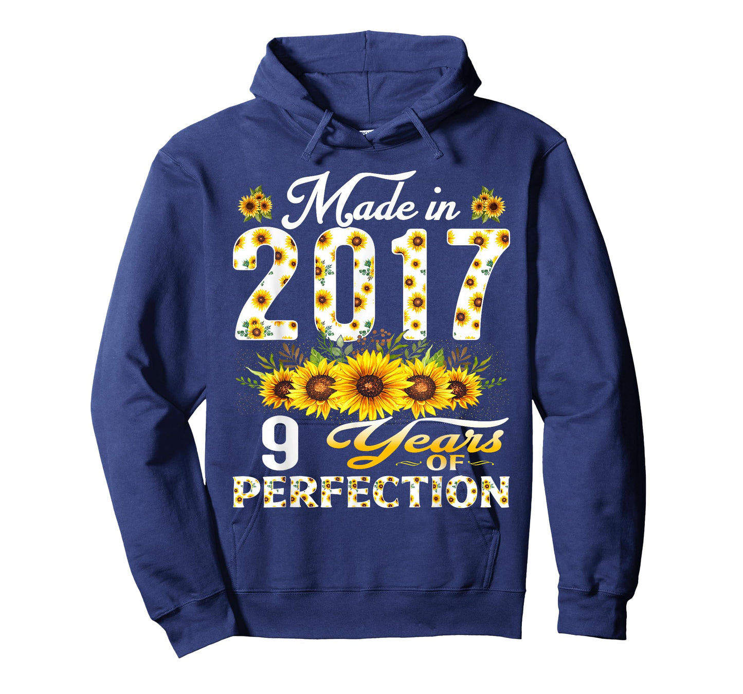 9 Year Old Made in 2017 Sunflower 9th Birthday Girl T-Shirt