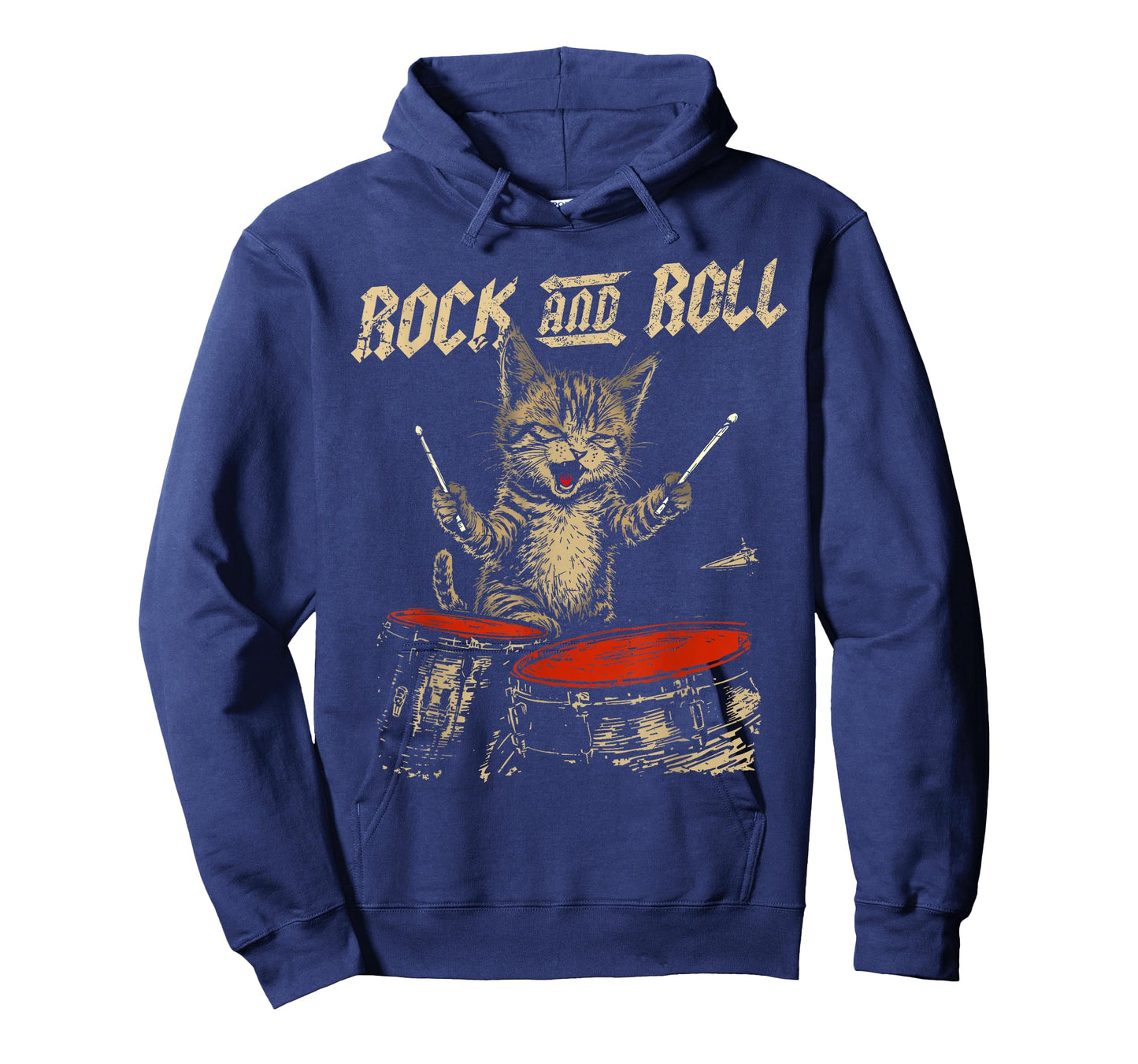 Rock and Roll Funny Cat Playing Drum for Men Women Kid T-Shirt