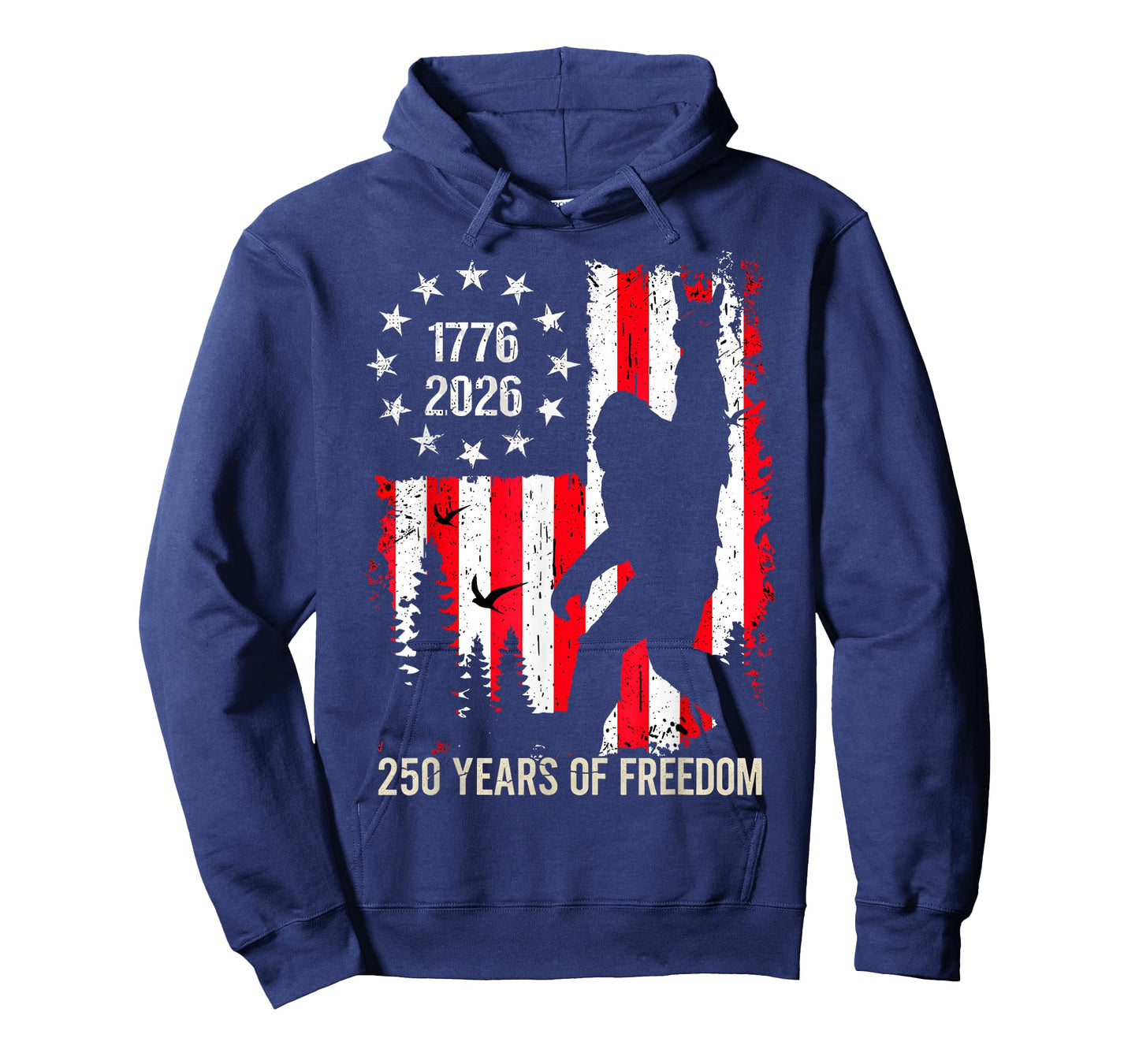 Bigfoot Patriotic 250 Years of Freedom American USA Flag Tee T-Shirt