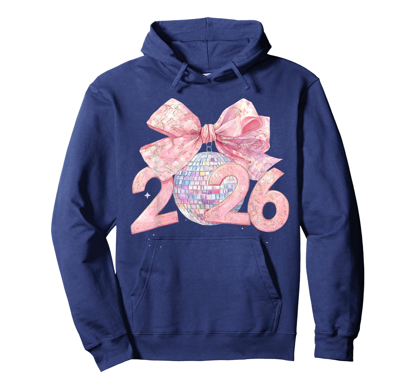 Pink Bow Coquette Disco Ball Happy New Year 2026 T-Shirt