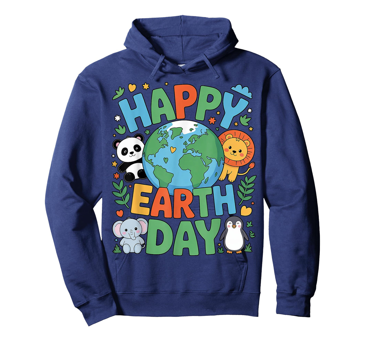 Smiling Earth Surrounded by Baby Animals Happy Earth Day T-Shirt