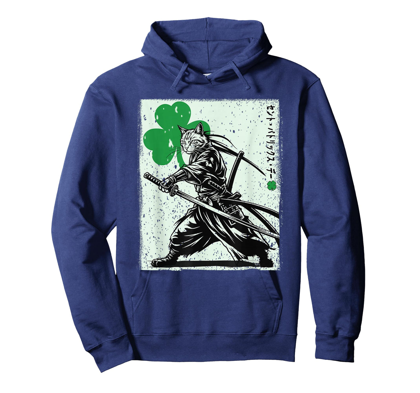 St Patricks Day Samurai cat Japanese Irish Boys Girls T-Shirt