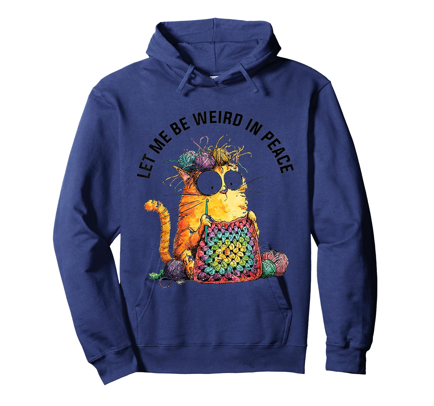Let Me Be Weird in Peace Crochet Cat Humor Art T-Shirt