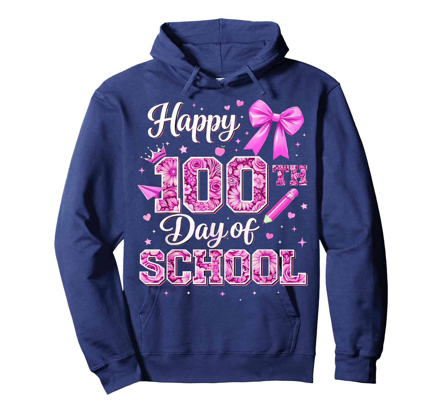 100 Days of School Happy 100th Day Coquette Bow Flower T-Shirt