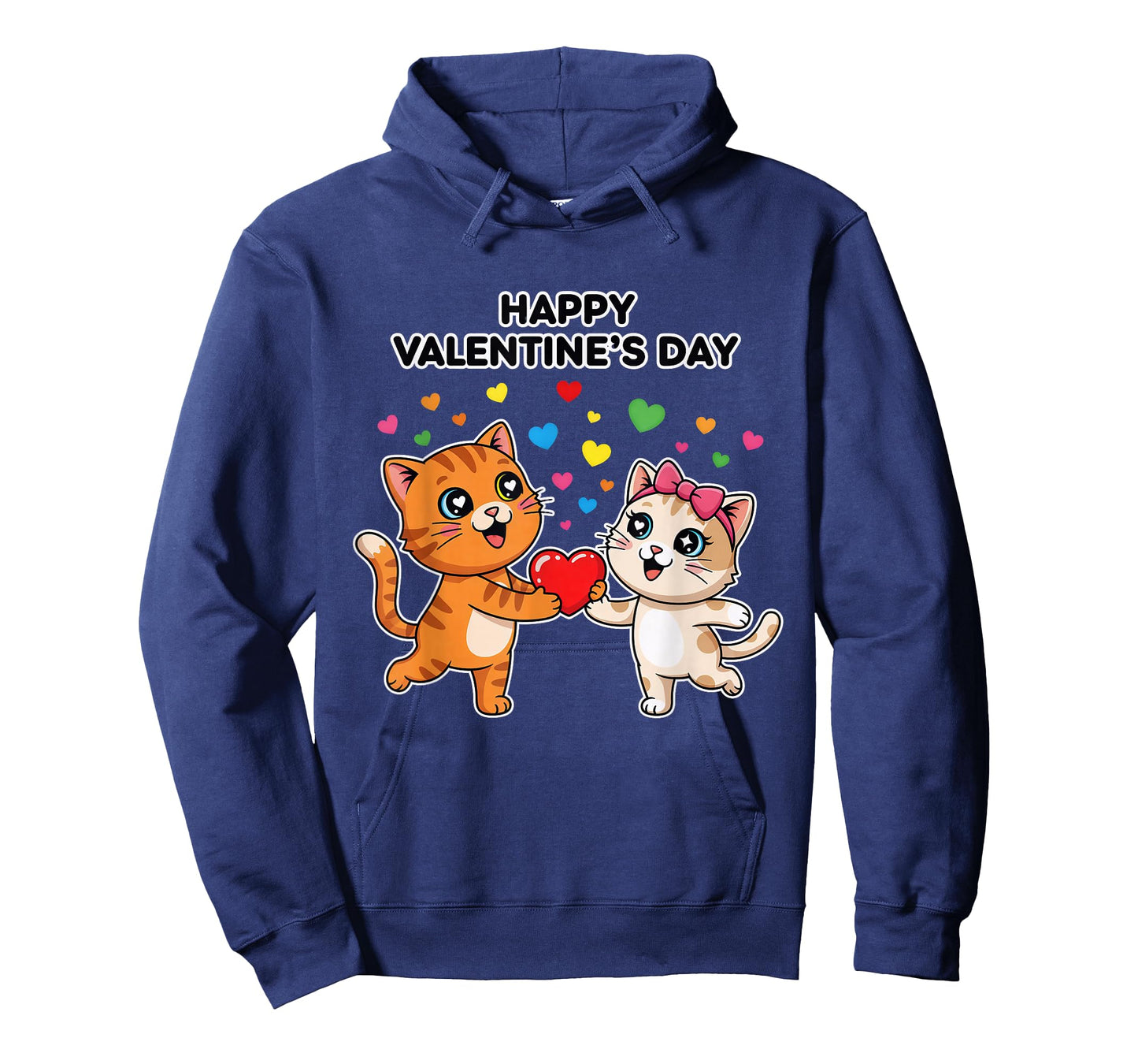 Happy Valentine’s Day Cute Cats Love Heart Cartoon T-Shirt