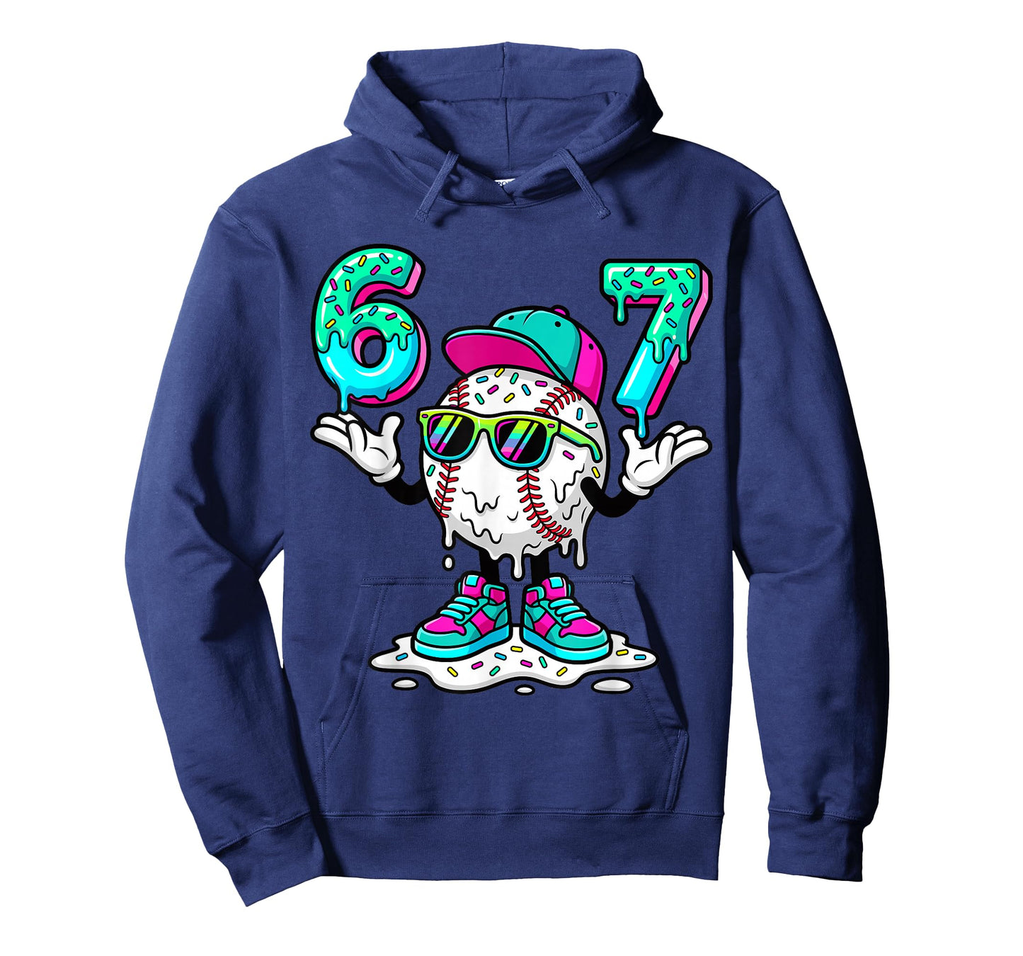 67 Meme Six Seven 6 7 Meme Funny Baseball Ice Cream Drip T-Shirt