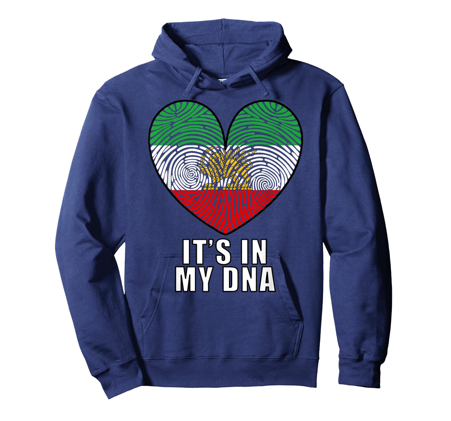 Iran Map with Lion and Sun Emblem Heart Shape Fingerprint T-Shirt