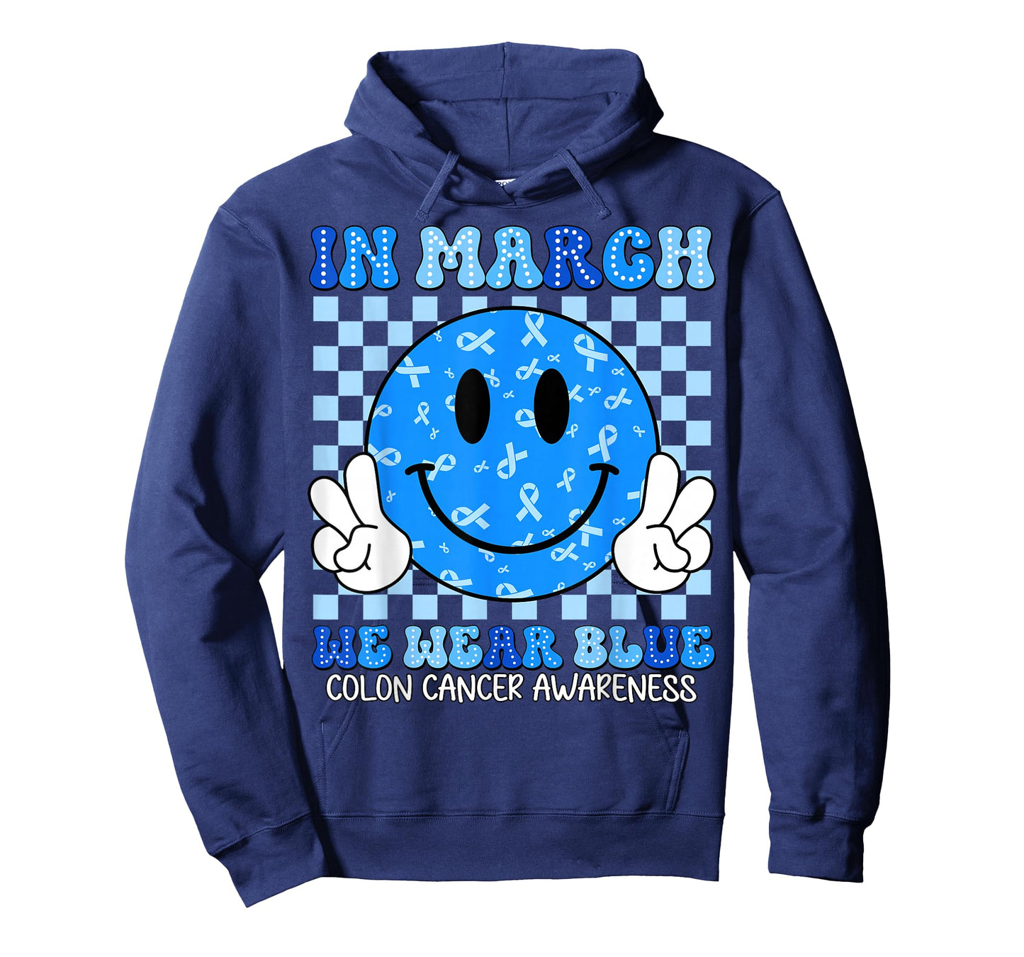 Retro in March We Wear Blue Ribbon Colon Cancer Awareness T-Shirt