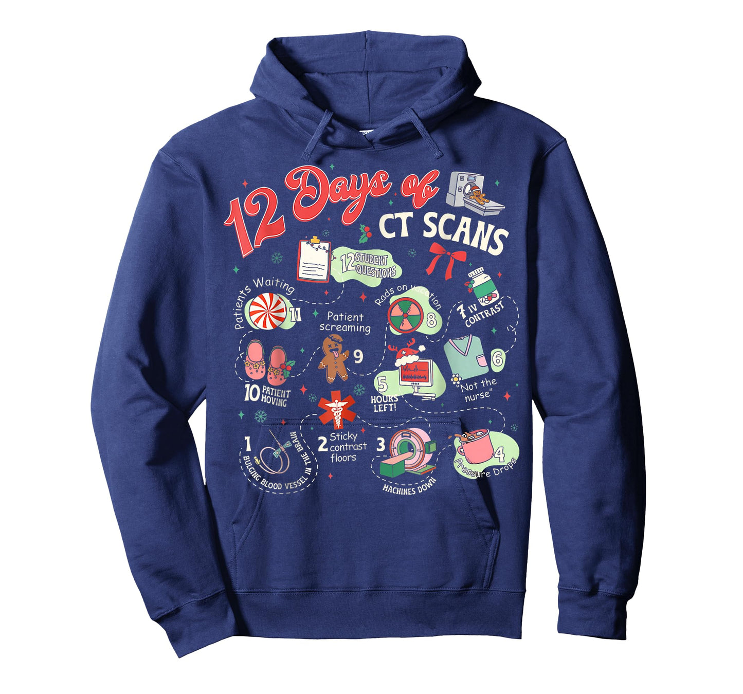 Christmas 12 Days of CT Technologist CAT Scan Radiology Xmas T-Shirt