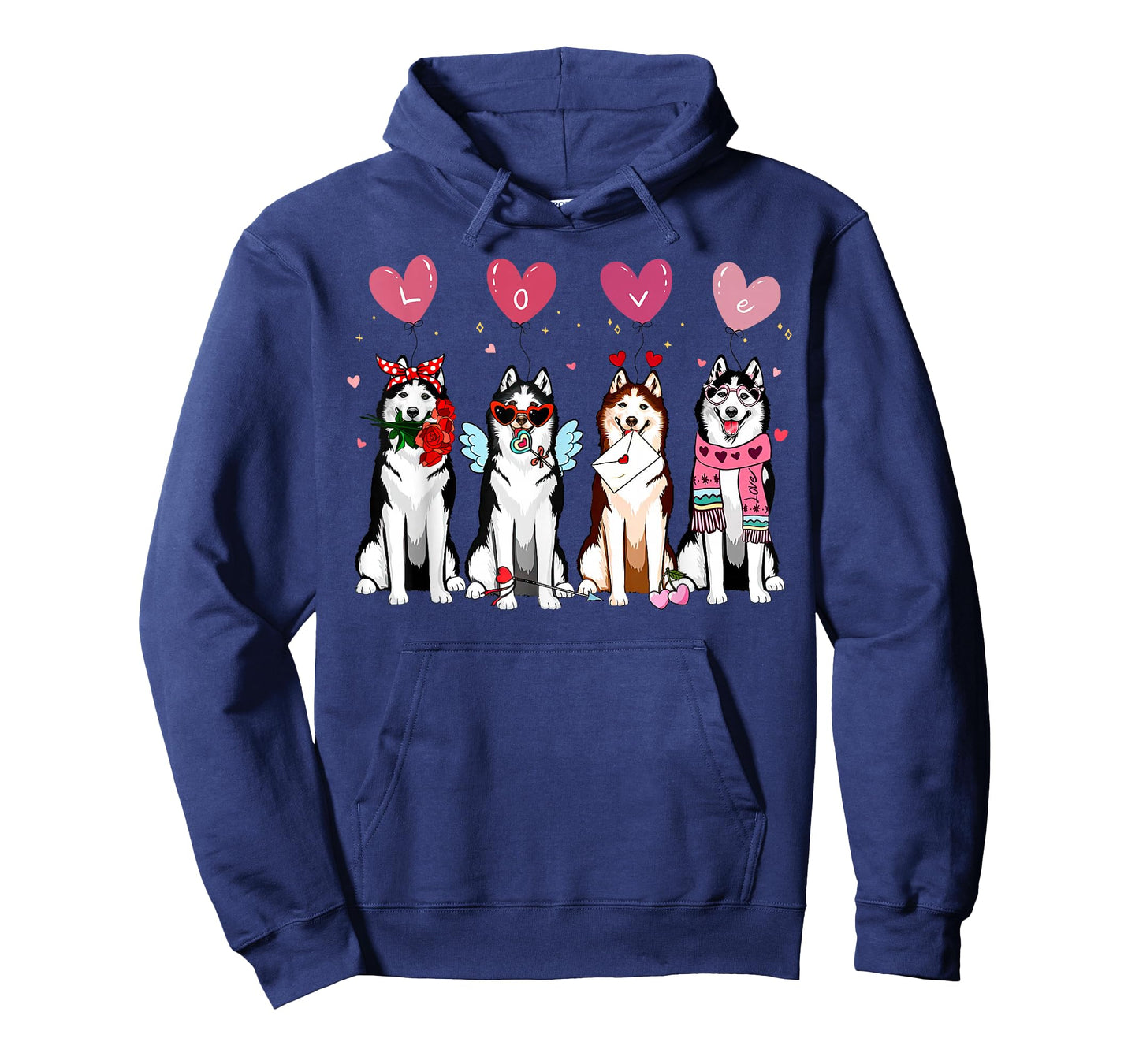 Valentine Siberian Husky Balloon Heart Dog Mom Animal Lover T-Shirt