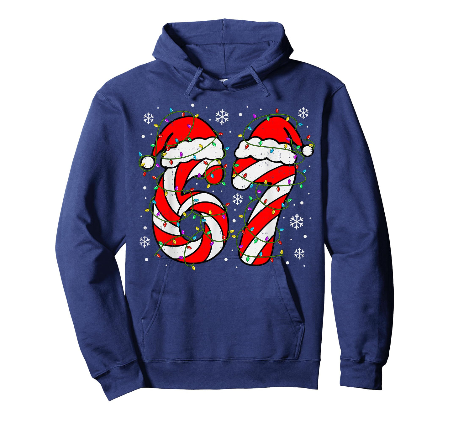 Christmas 67 Candy Cane Six Seven Meme Lights Santa Hat Xmas T-Shirt