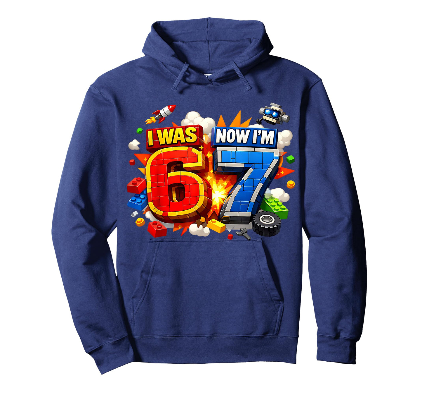 I was 6 Now I'm 7 Birthday 67 Meme Building Brick Kids T-Shirt