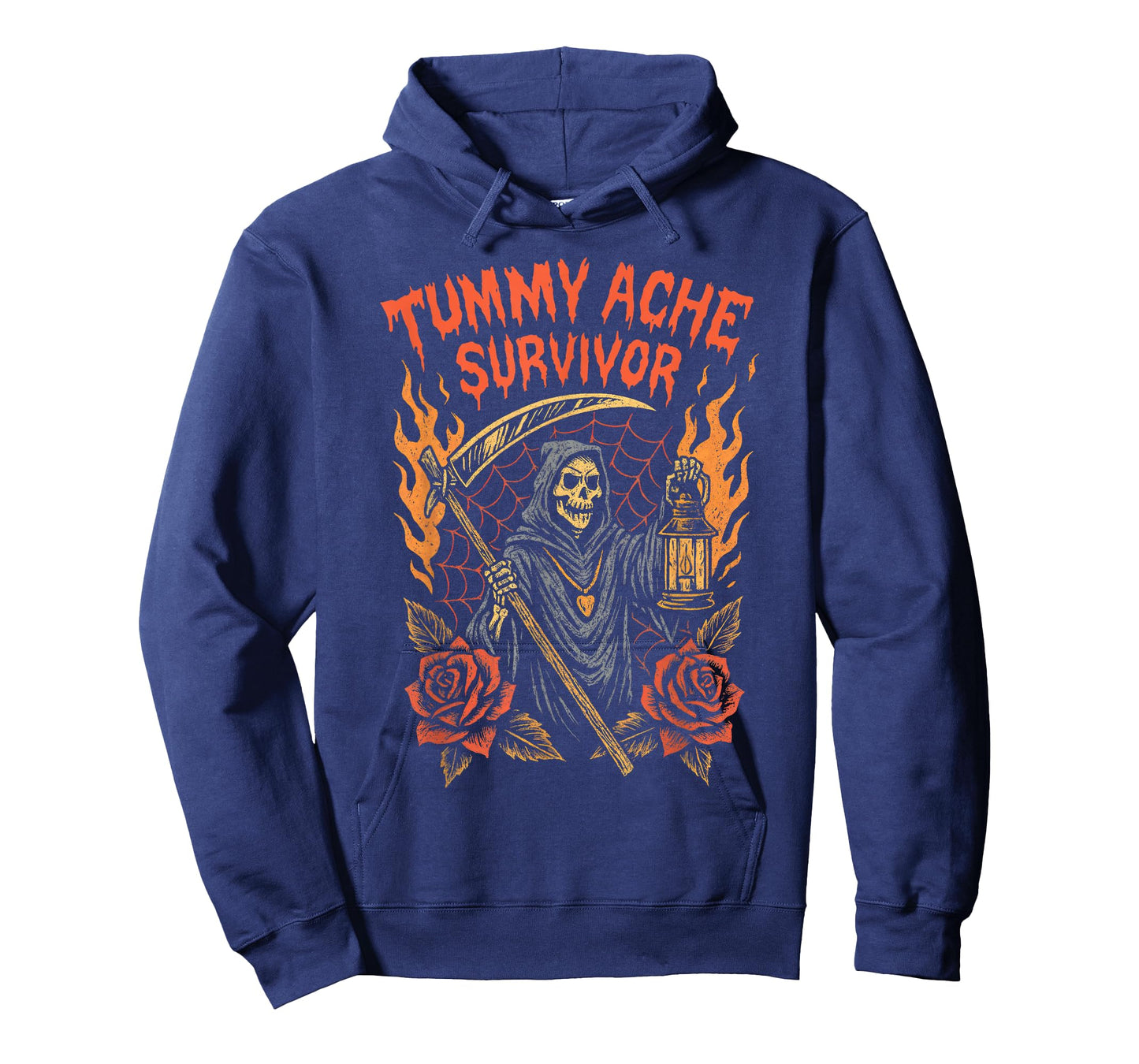 Tummy Ache Survivor Grim Reaper My Tummy Hurts Stomach Ache T-Shirt