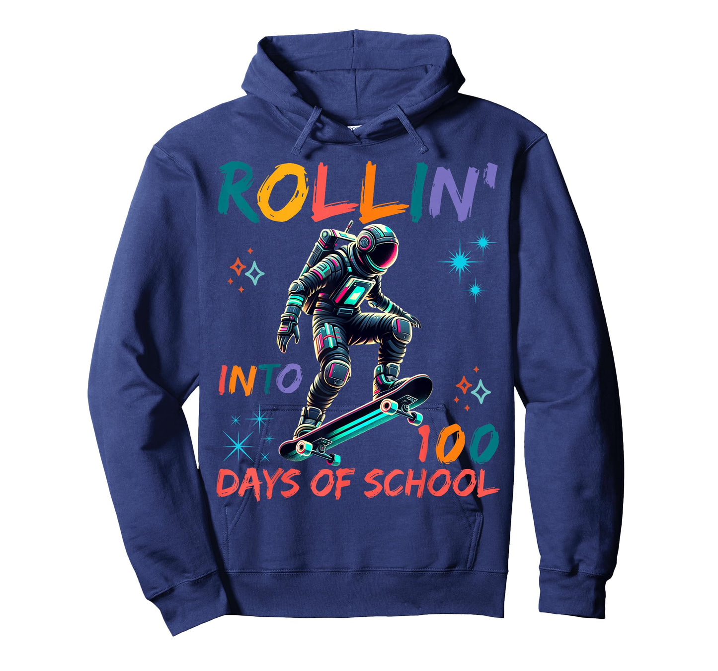 Rollin’ Into 100 Days of School Astronaut Skateboard Space T-Shirt