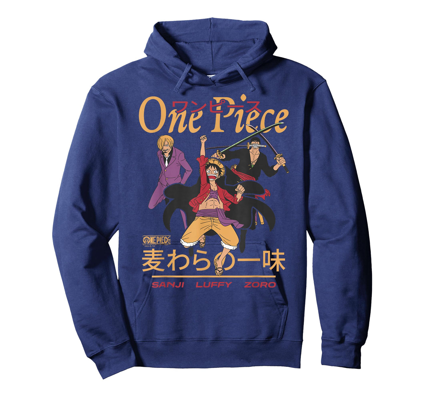 One Piece Anime Sanji Luffy Zoro Kanji Collage Pirate T-Shirt