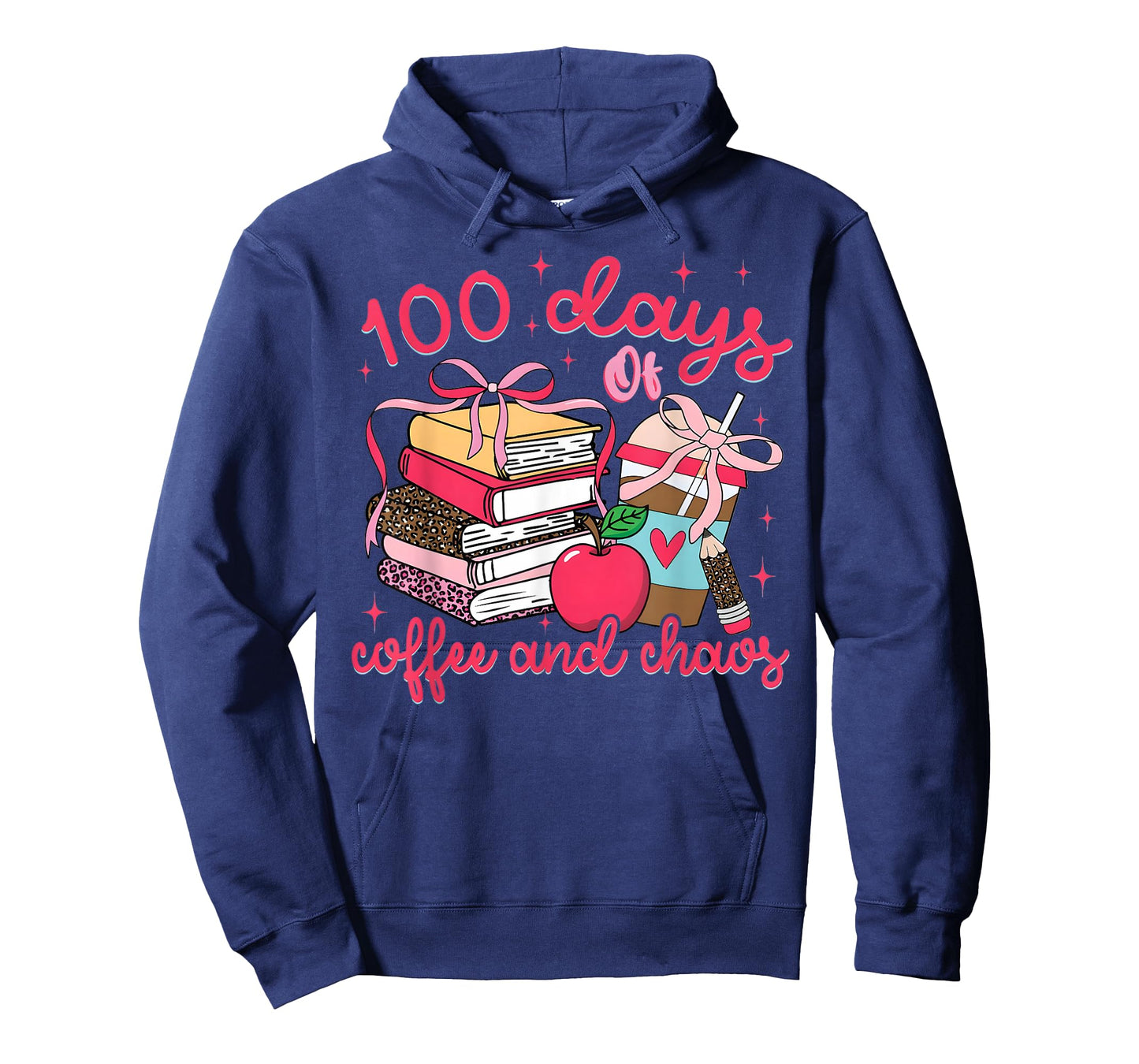 100 Days of Coffee and Chaos Coquette Bow Teachers Student T-Shirt
