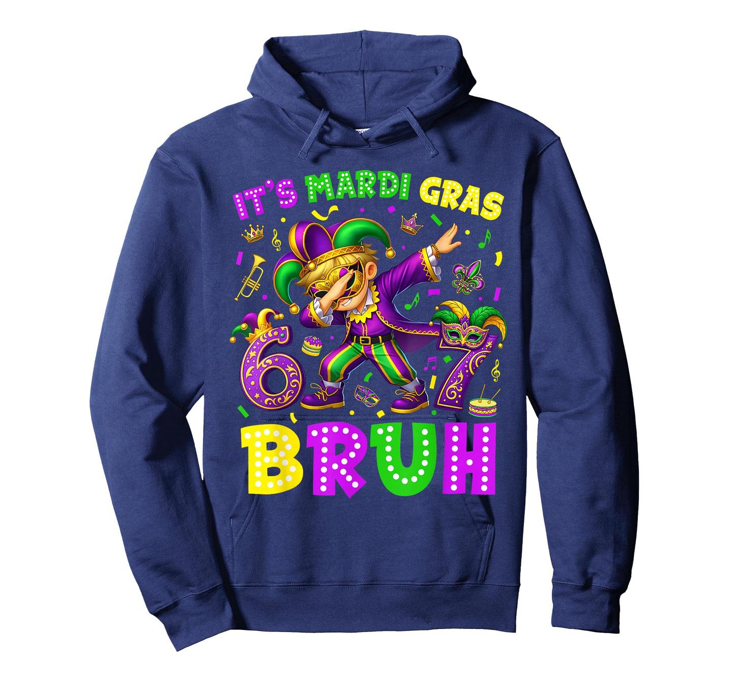 Its Mardi Gras Bruh 67 Six Seven Meme Slang Dabbing Boys Men T-Shirt