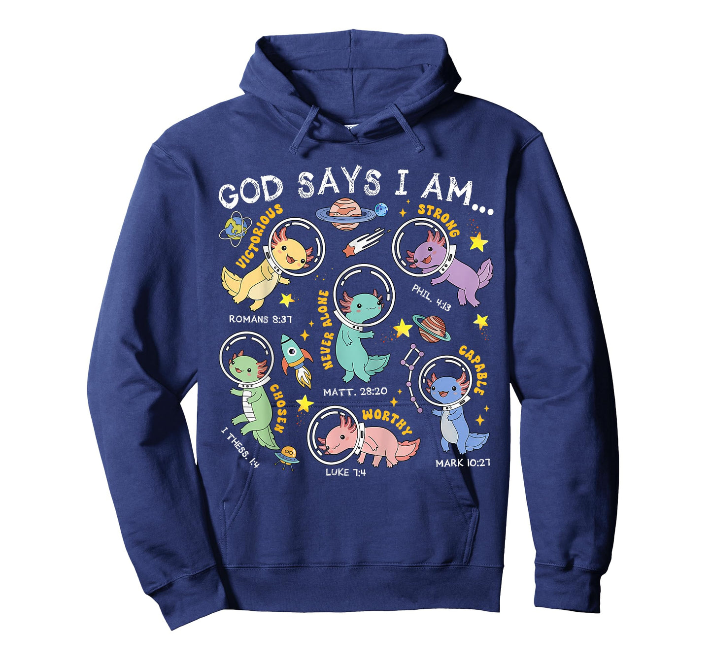 God Says I Am Outer Space Axolotl Bible Christian Kids Boys T-Shirt