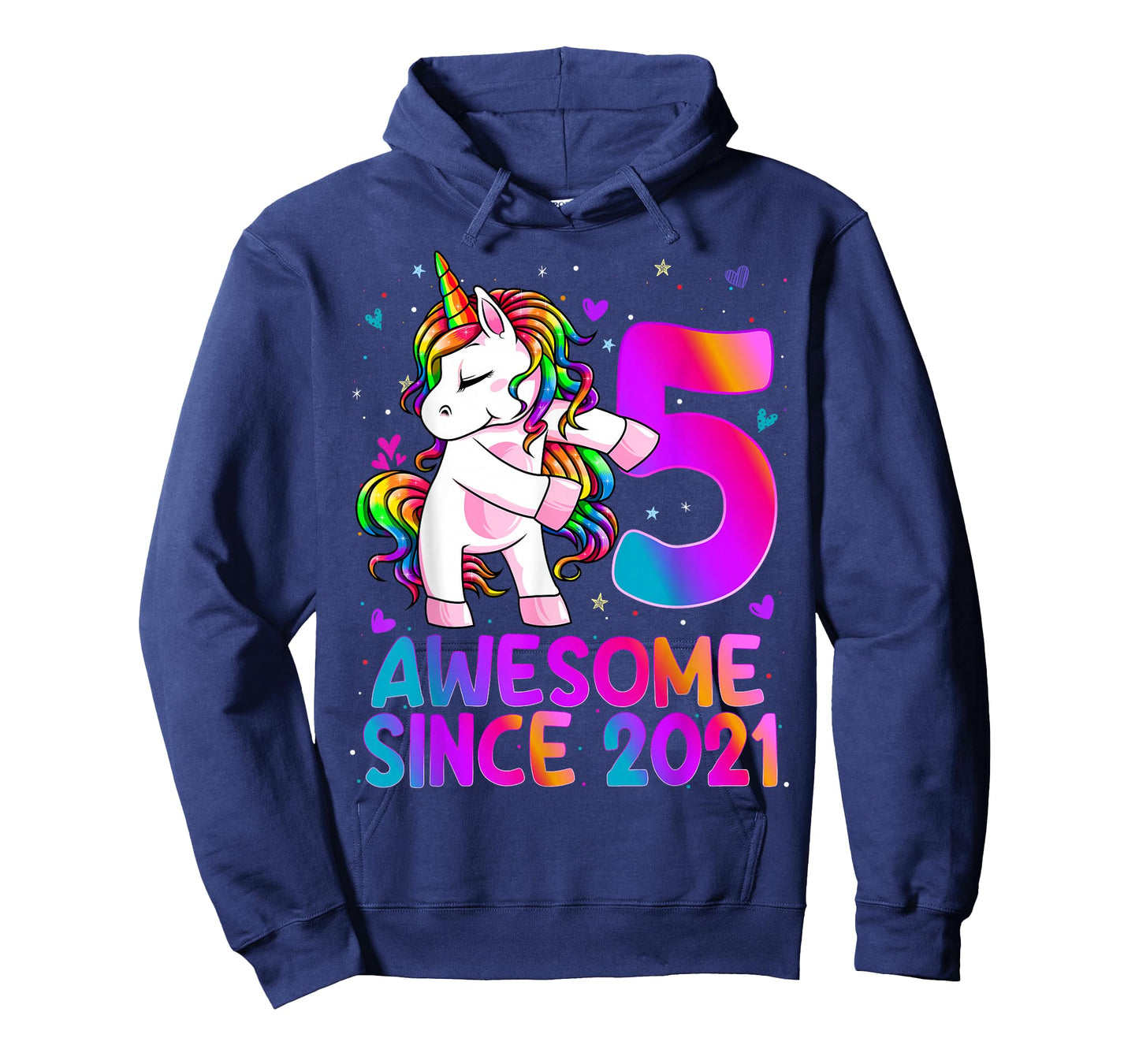 5 Year Old Girl Awesome Since 2021 Unicorn 5th Birthday Girl T-Shirt