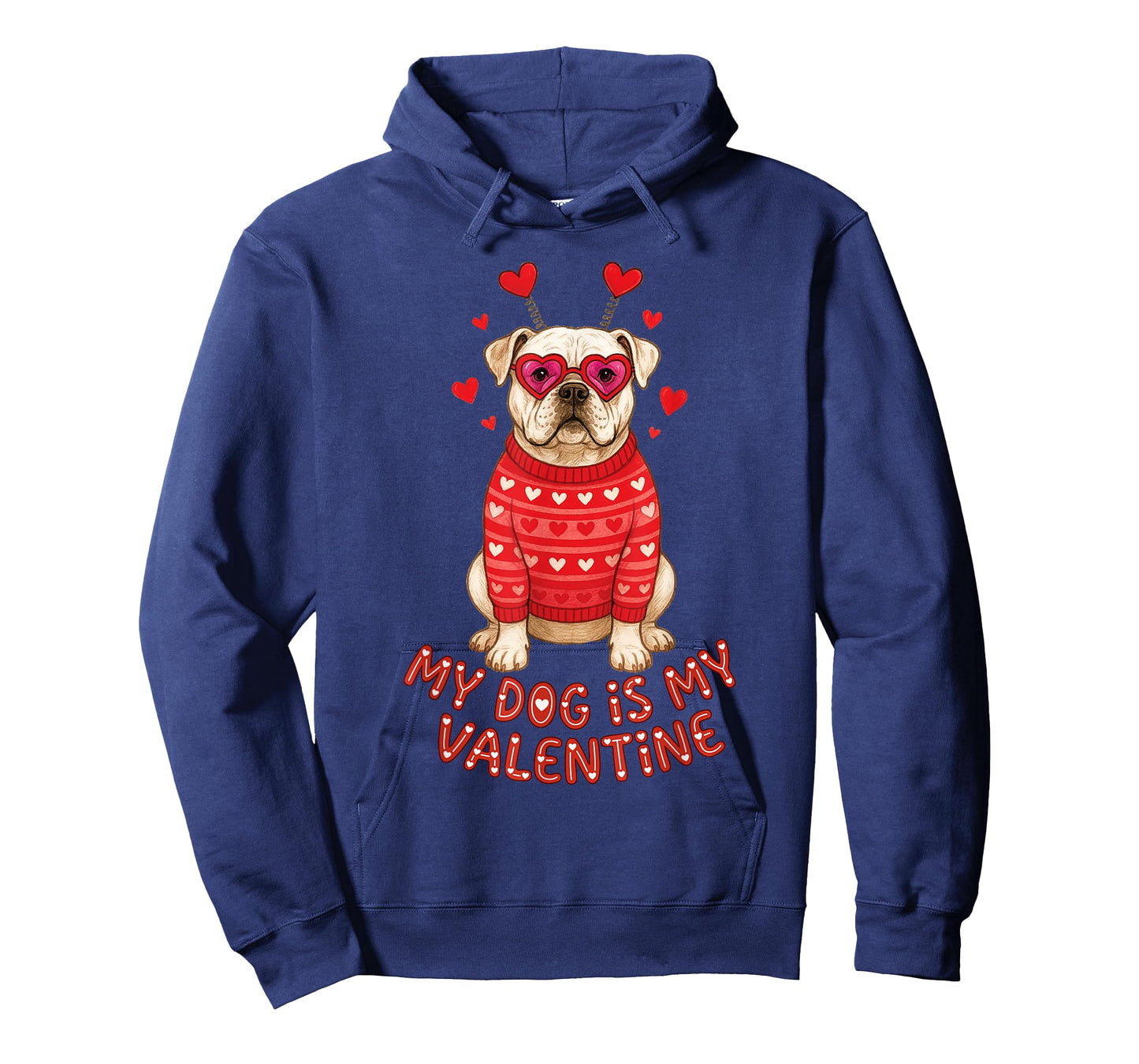My Dog is My Valentine American Bulldog Heart Glasses Funny T-Shirt