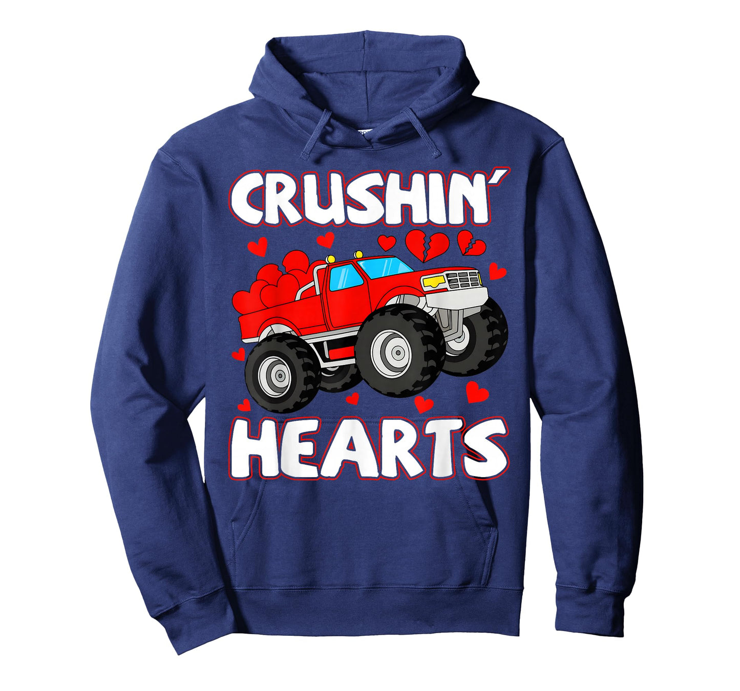 Valentine Crushin Hearts Monster Truck Boys Girls Kids T-Shirt