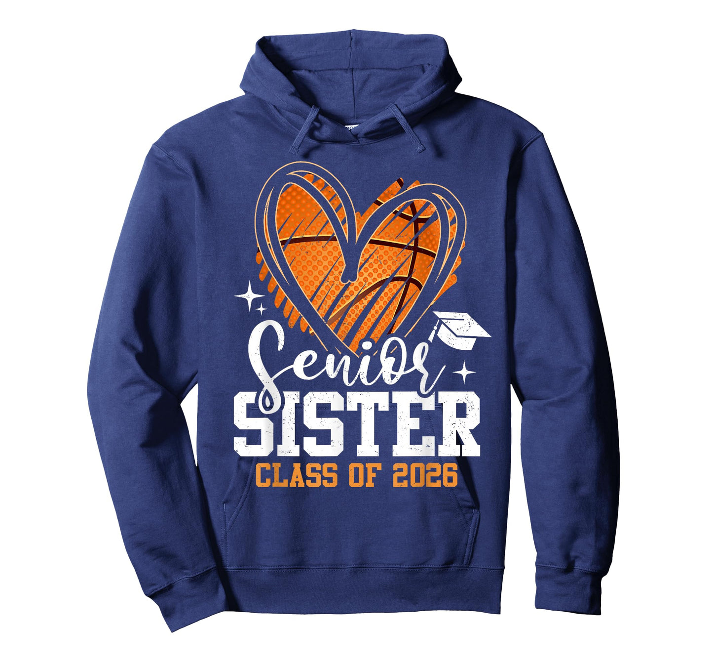 Senior Sister Class of 2026 Basketball Graduation Heart T-Shirt