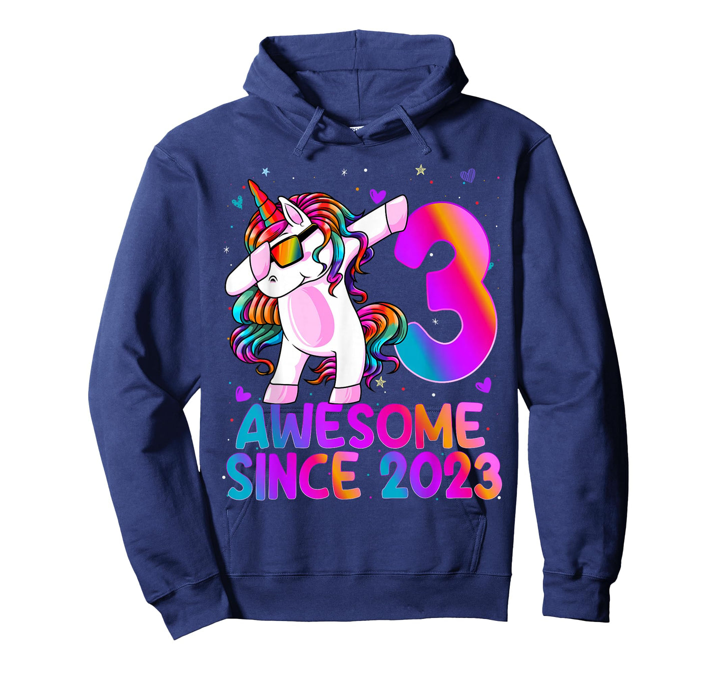 3 Year Old Girl Awesome Since 2023 Unicorn 3rd Birthday Girl T-Shirt