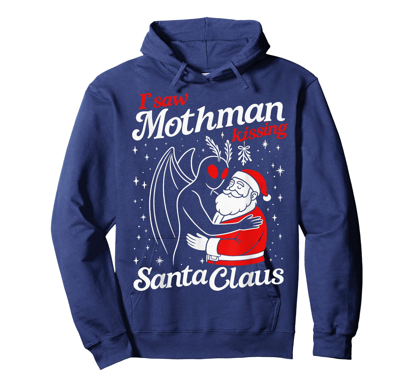 I Saw Mothman Kissing Santa Claus Funny Christmas Santa T-Shirt