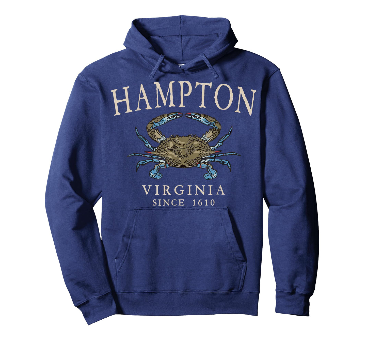 Hampton Virginia Blue Crab Since 1610 Ivory Letters T-Shirt