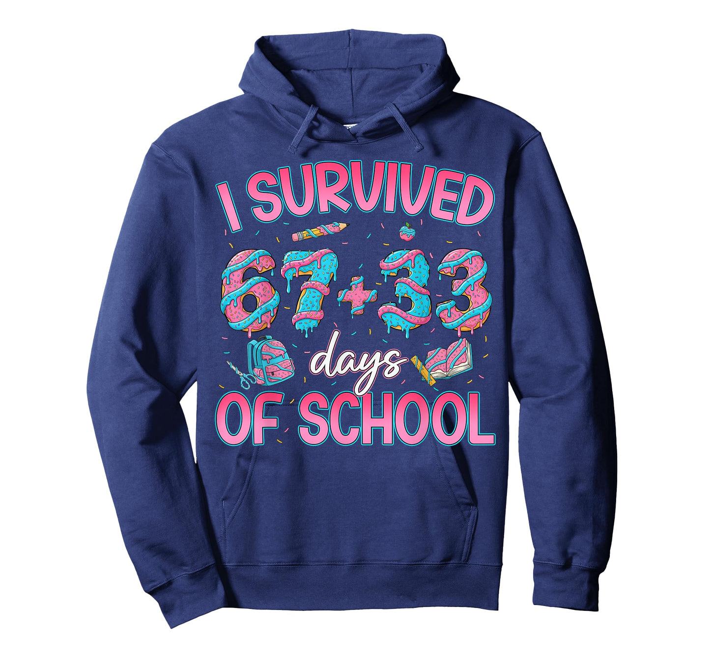 I Survived 67 + 33 Days of School Ice Cream Drip Girl Boy T-Shirt