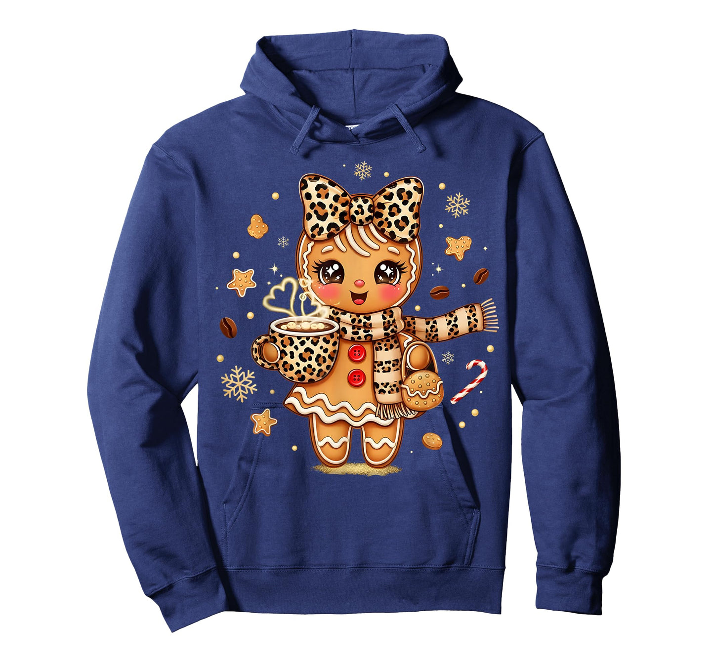 Cute Gingerbread Leopard Coquette Christmas Xmas Women Girl T-Shirt